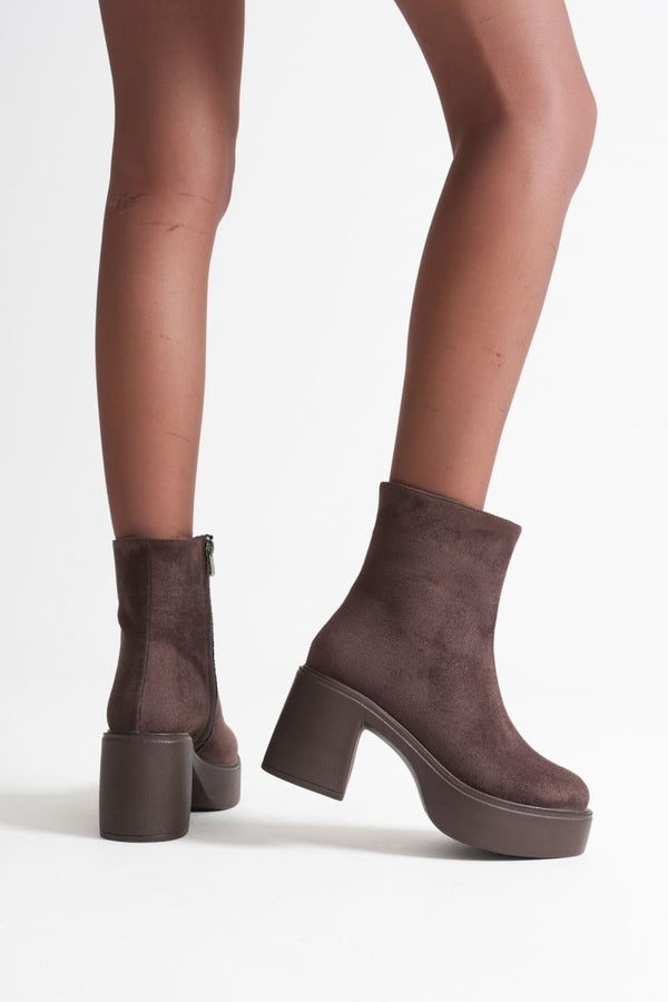 Scarpax Keti Kadın Acı Kahve Süet Topuklu Bot