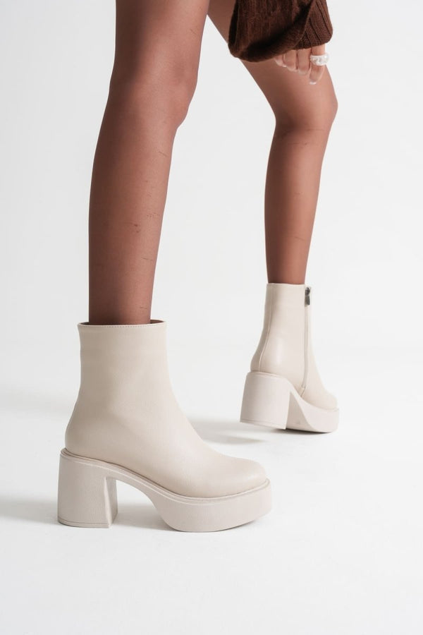 Scarpax Keti Kadın Bej Topuklu Bot