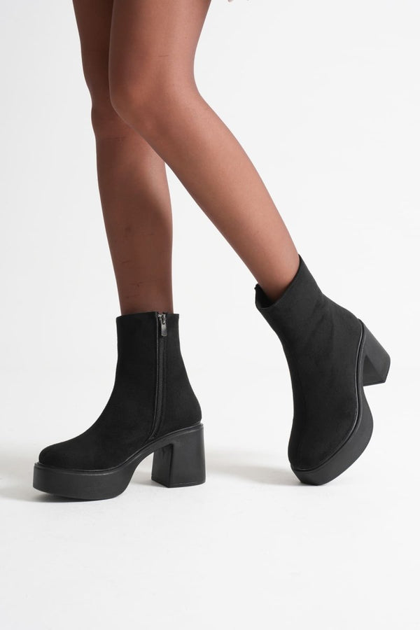 Scarpax Keti Kadın Siyah Süet Topuklu Bot