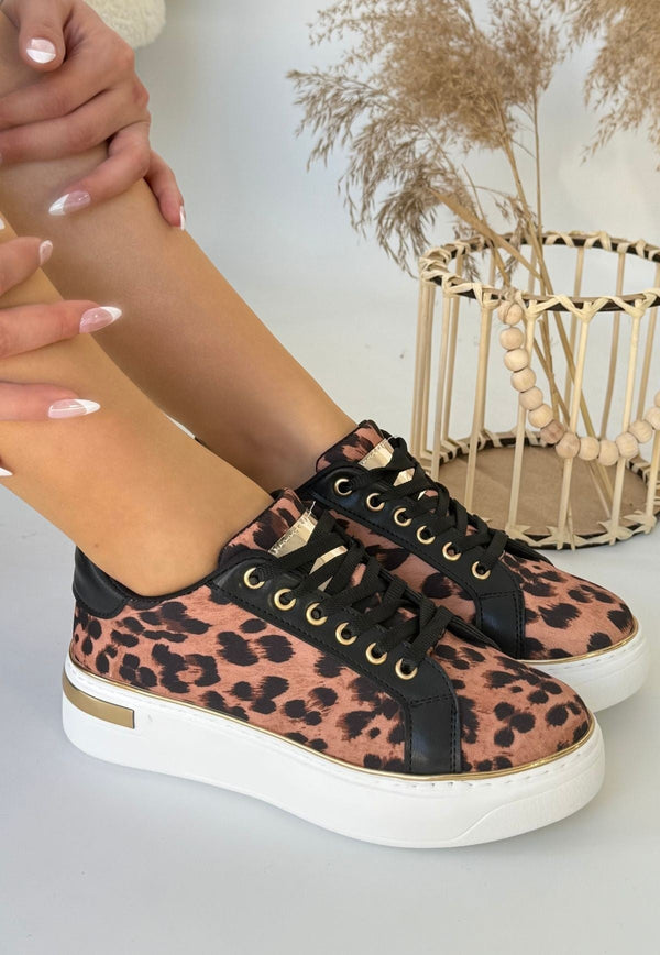 Scarpax Kity Leopar Saten Bağcıklı Spor Ayakkabı - SCARPAX