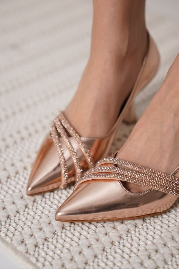 Scarpax Klay Rose Gold Rugan Kadın Topuklu Ayakkabı