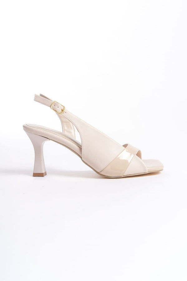 Scarpax Klein Kadın Bej Rugan Detaylı Topuklu Sandalet