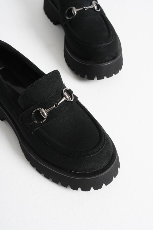 Scarpax Lara Toka Detaylı Siyah Süet Günlük Loafer Ayakkabı