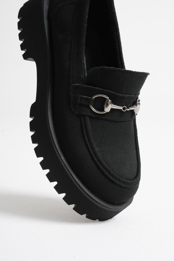 Scarpax Lara Toka Detaylı Siyah Süet Günlük Loafer Ayakkabı