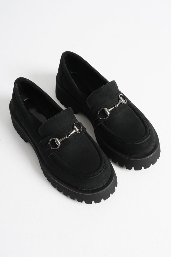 Scarpax Lara Toka Detaylı Siyah Süet Günlük Loafer Ayakkabı