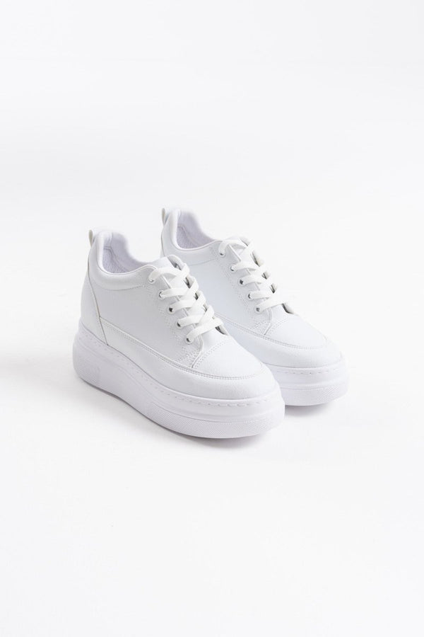 Scarpax Lauren Kadın Gizli Topuk Mat Beyaz Spor Ayakkabı