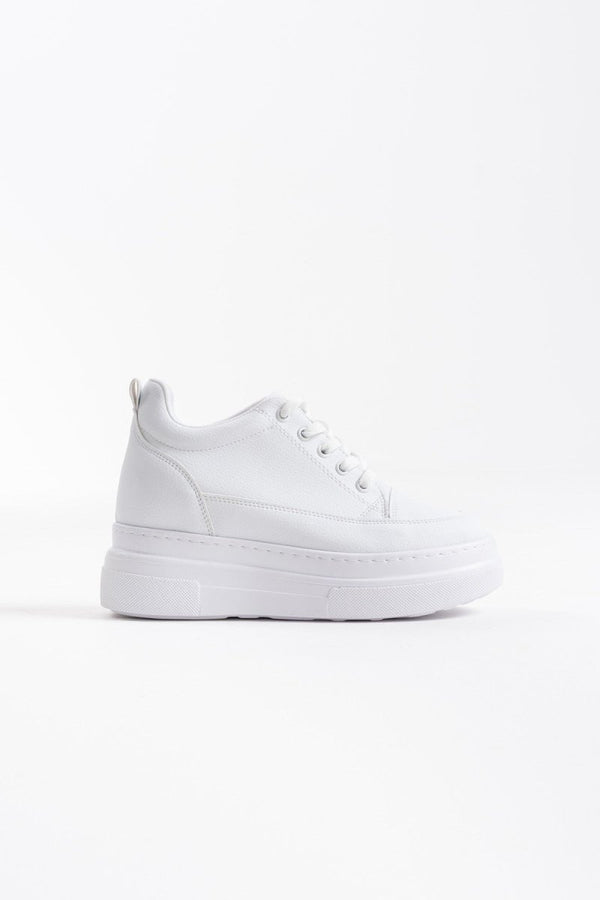 Scarpax Lauren Kadın Gizli Topuk Mat Beyaz Spor Ayakkabı