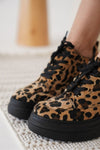 Scarpax Lauren Kadın Gizli Topuk Siyah Taban Leopar Spor Ayakkabı