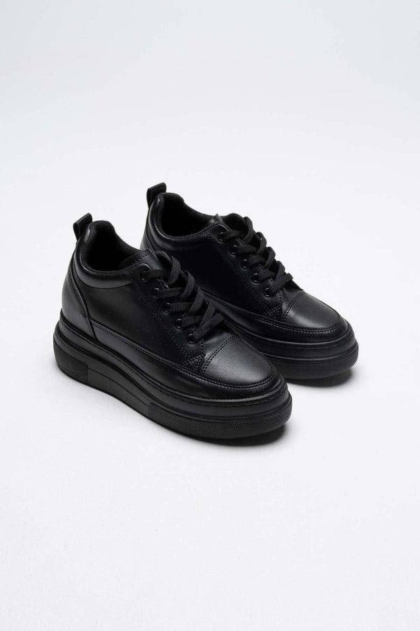 Scarpax Lauren Kadın Gizli Topuk Mat Siyah Spor Ayakkabı