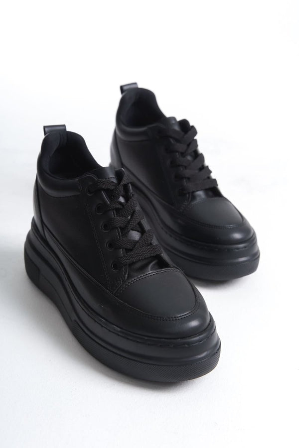 Scarpax Lauren Kadın Gizli Topuk Mat Siyah Spor Ayakkabı