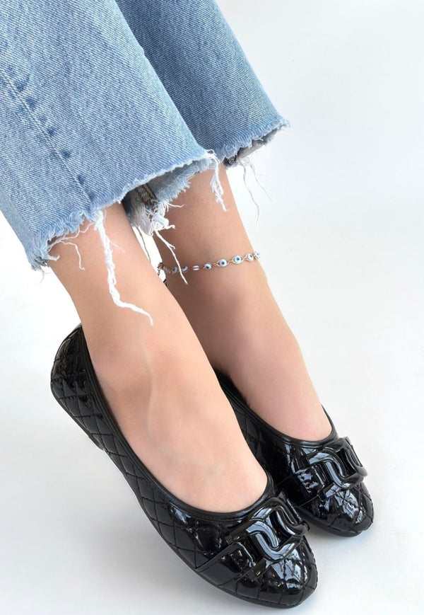 Scarpax Lawy Siyah Rugan Babet Ayakkabı