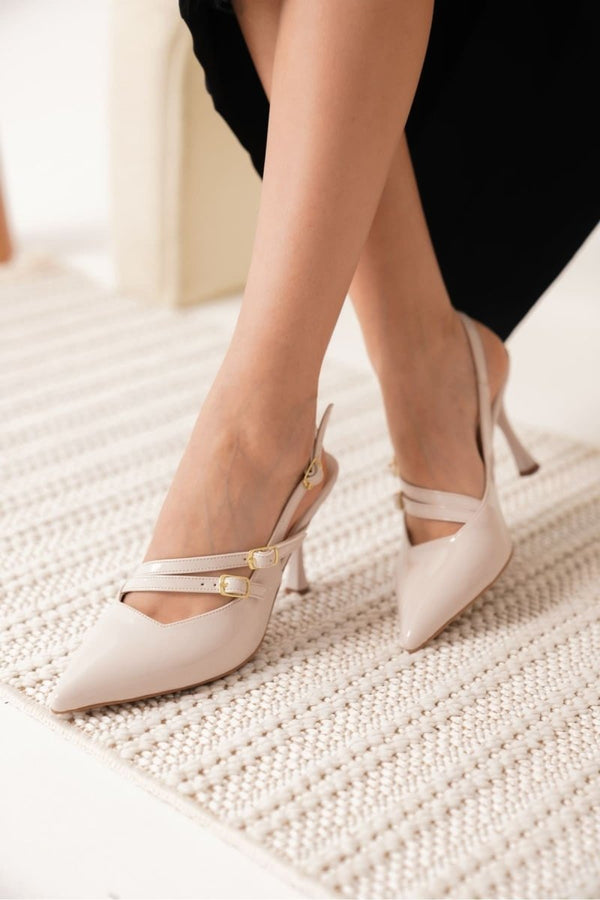 Scarpax Lenora Kadın Bej Rugan Topuklu Ayakkabı