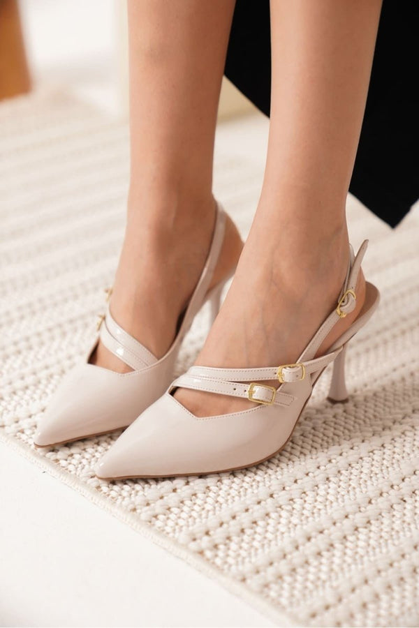 Scarpax Lenora Kadın Bej Rugan Topuklu Ayakkabı