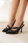 Scarpax Lenora Kadın Siyah Rugan Topuklu Ayakkabı
