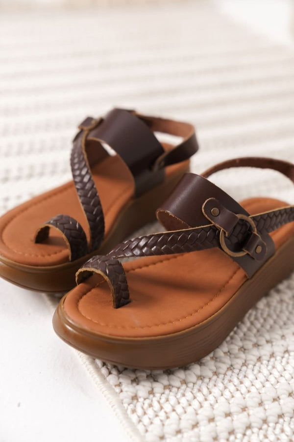 Scarpax Likya Acı Kahve Hakiki Deri Sandalet