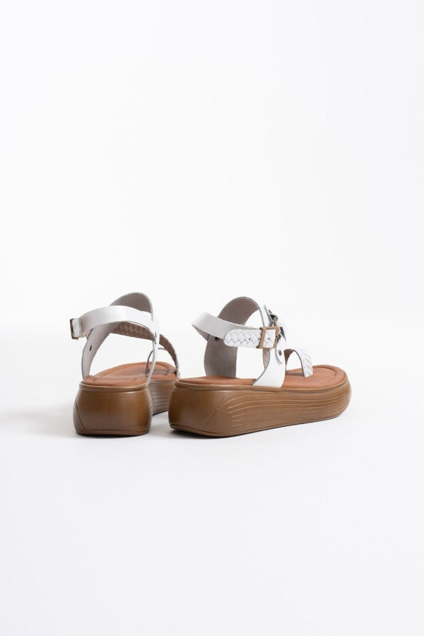 Scarpax Likya Beyaz Hakiki Deri Sandalet