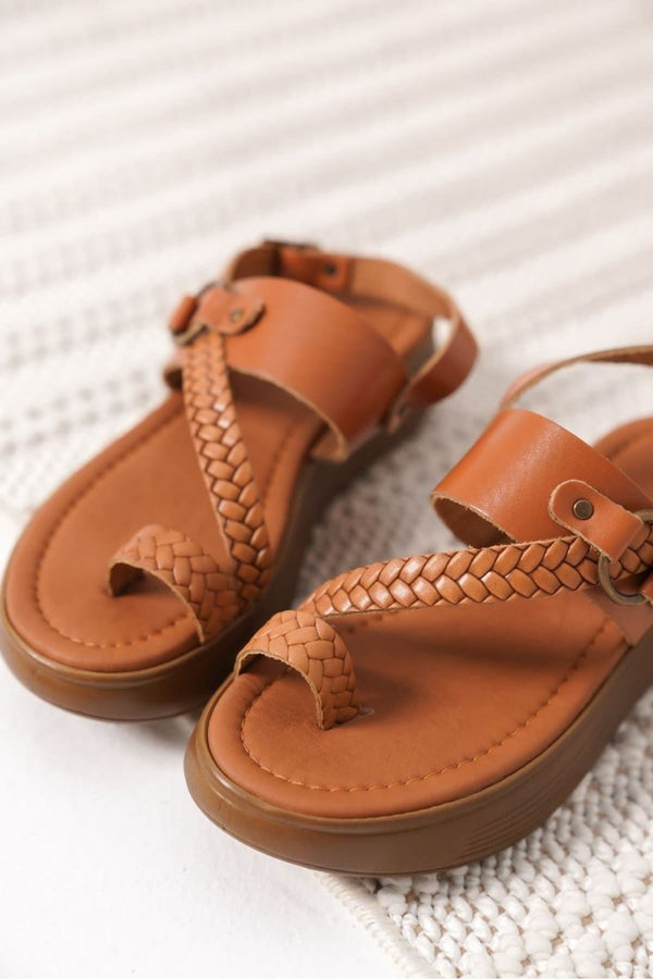 Scarpax Likya Taba Hakiki Deri Sandalet