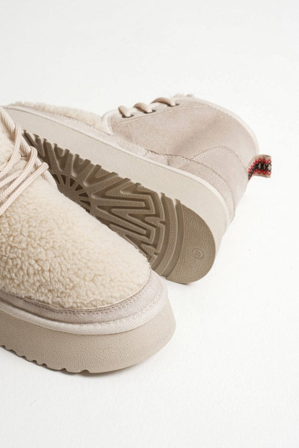 Scarpax Loana Kadın Kürklü Bej Kışlık Kalın Tabanlı Bot
