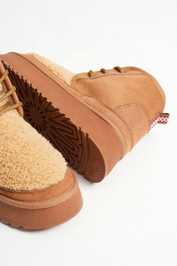 Scarpax Loana Kadın Kürklü Taba Kışlık Kalın Tabanlı Bot