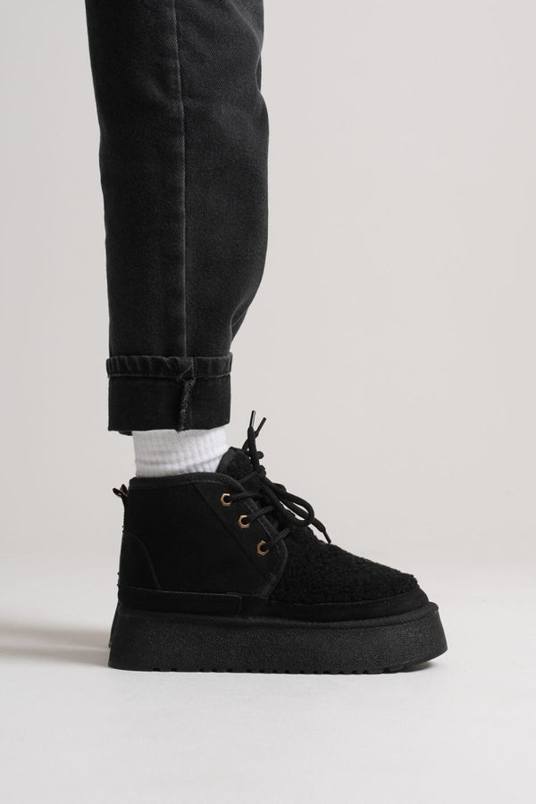 Scarpax Loana Siyah Kürklü Kadın Kışlık Kalın Tabanlı Bot