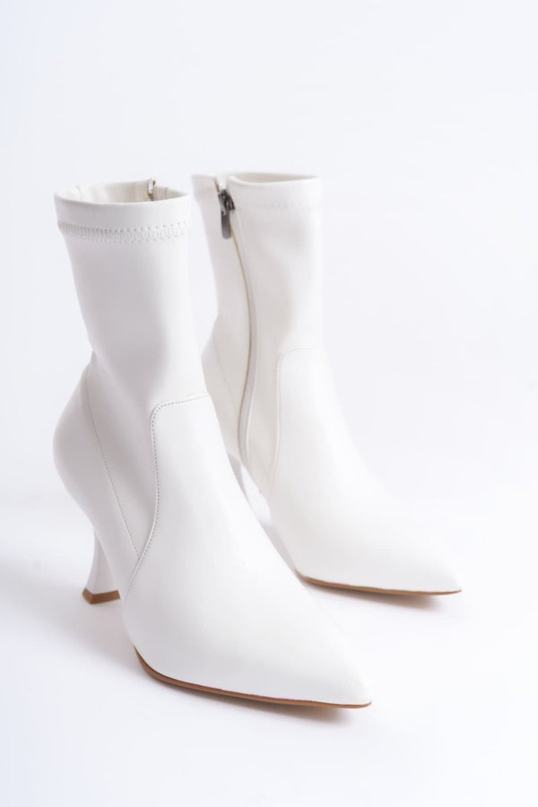 Scarpax Luna Kadın Streç Topuklu Beyaz Bot