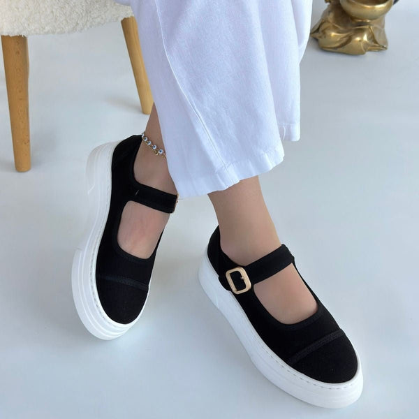 Scarpax Lunni Siyah Keten Spor Ayakkabı