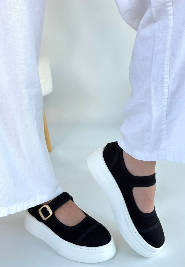 Scarpax Lunni Siyah Keten Spor Ayakkabı