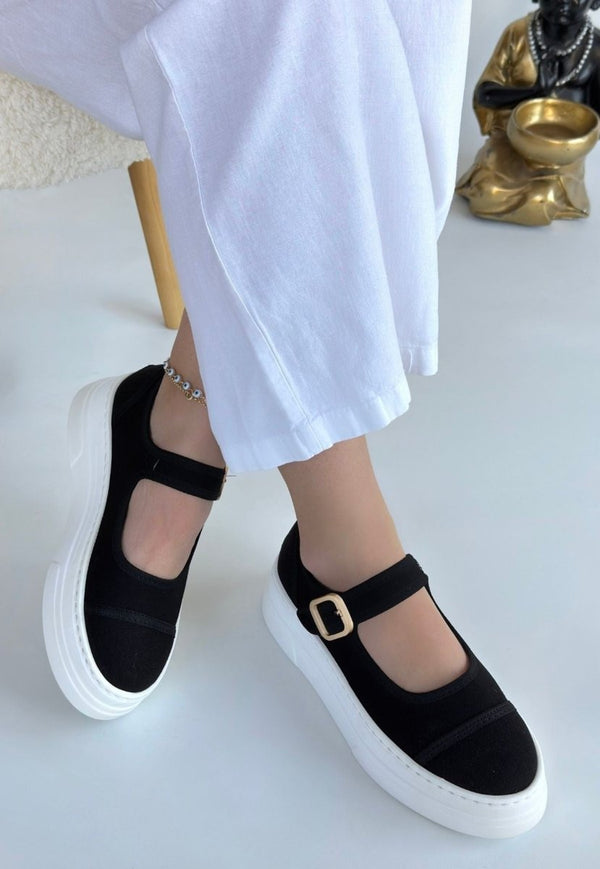 Scarpax Lunni Siyah Keten Spor Ayakkabı