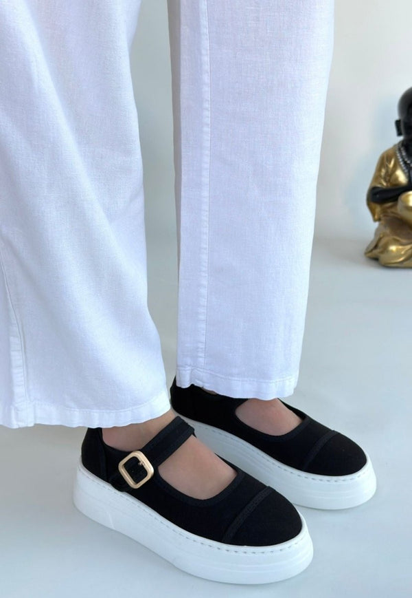 Scarpax Lunni Siyah Keten Spor Ayakkabı