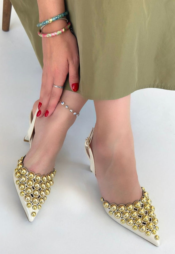 Scarpax Makay Bej Rugan Topuklu Ayakkabı