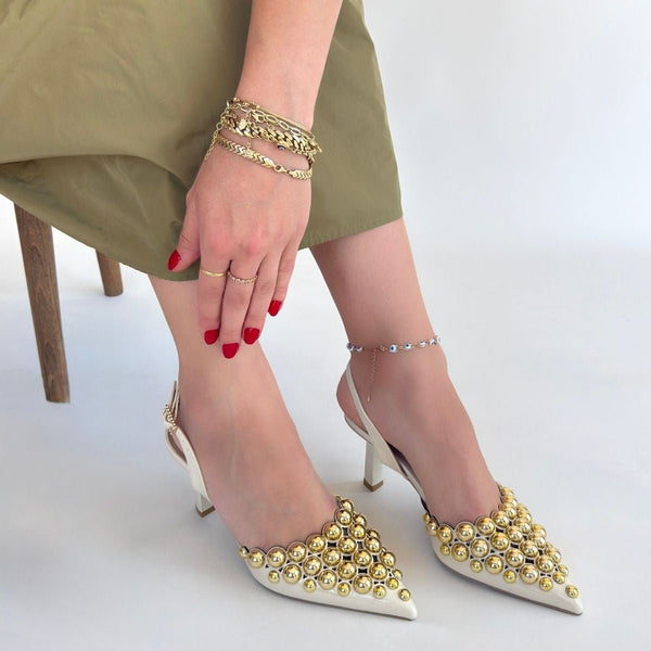 Scarpax Makay Bej Rugan Topuklu Ayakkabı