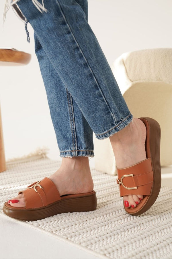 Scarpax Maria Taba Hakiki Deri Terlik