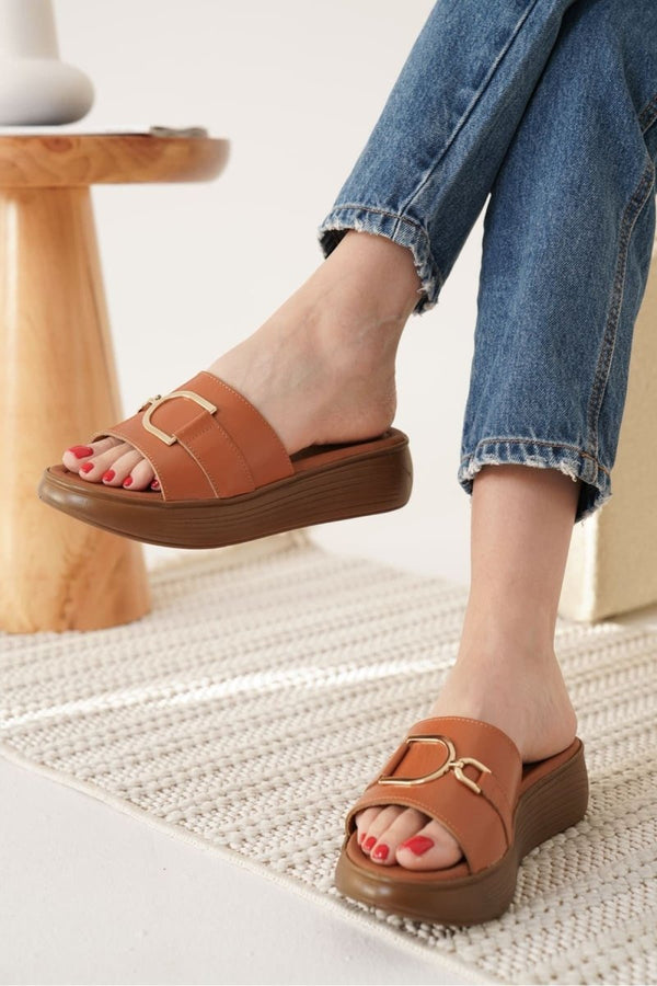 Scarpax Maria Taba Hakiki Deri Terlik