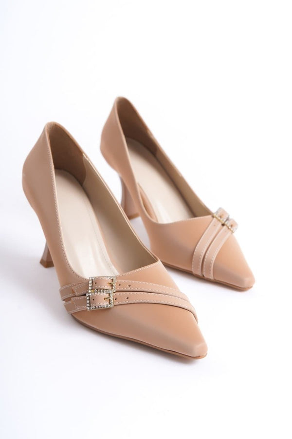 Scarpax Maya Kadın Nude Saten Topuklu Ayakkabı