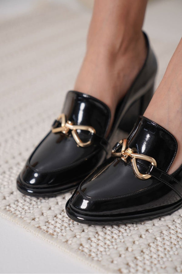 Scarpax Melly Siyah Rugan Kadın Topuklu Ayakkabı