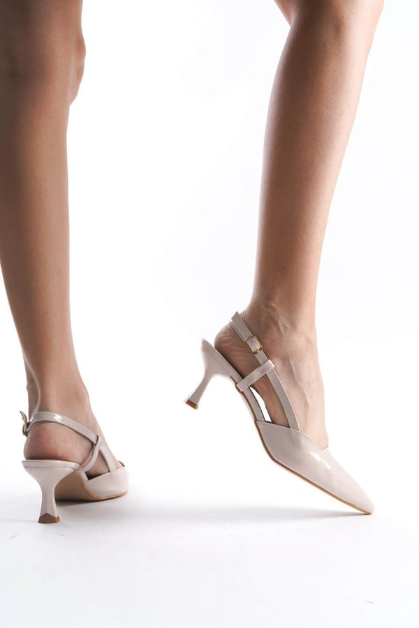 Scarpax Mira Kadın Bej Rugan Topuklu Ayakkabı