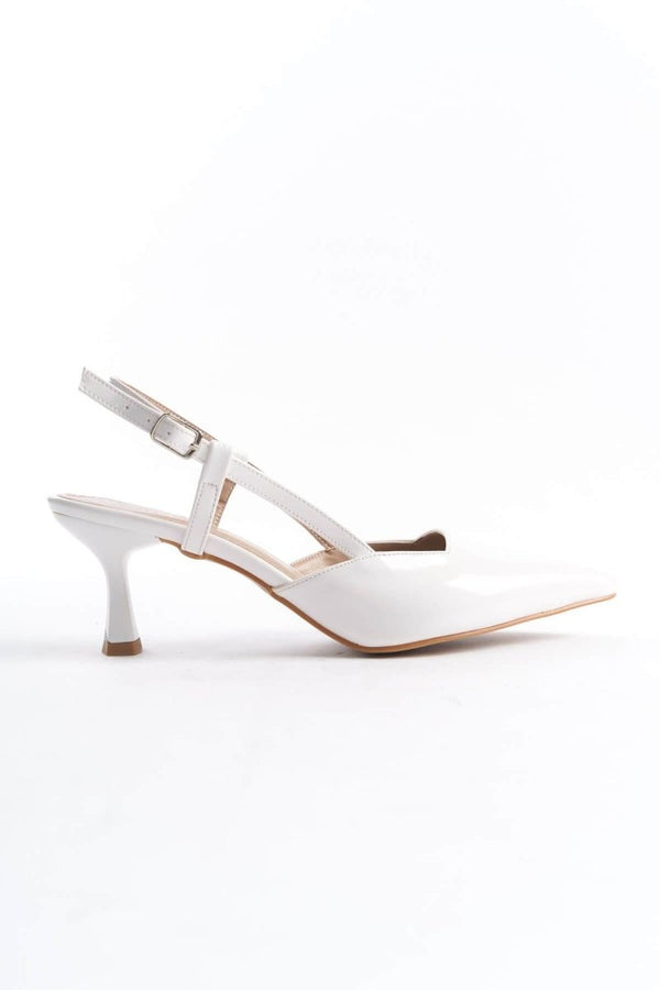 Scarpax Mira Kadın Beyaz Rugan Topuklu Ayakkabı