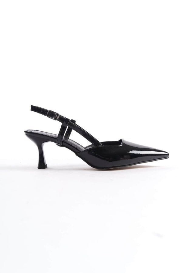 Scarpax Mira Kadın Siyah Rugan Topuklu Ayakkabı