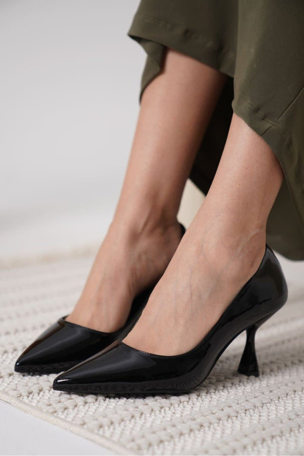 Scarpax Monica Siyah Rugan Kadın Stiletto