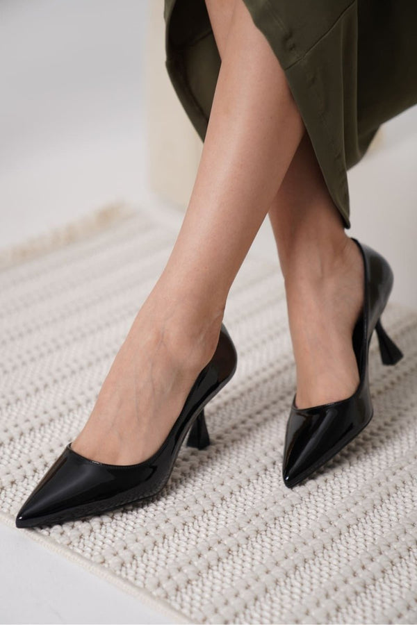 Scarpax Monica Siyah Rugan Kadın Stiletto