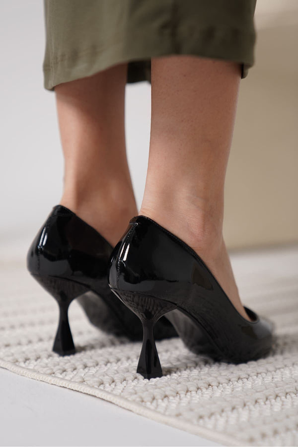 Scarpax Monica Siyah Rugan Kadın Stiletto - SCARPAX