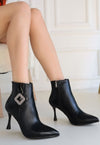 Scarpax Moose Siyah Cilt Topuklu Bot