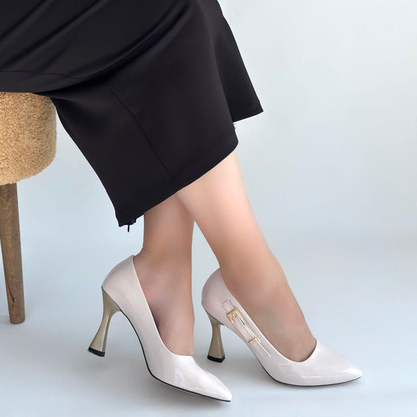 Scarpax Motya Bej Rugan Topuklu Ayakkabı