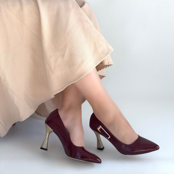 Scarpax Motya Bordo Rugan Topuklu Ayakkabı