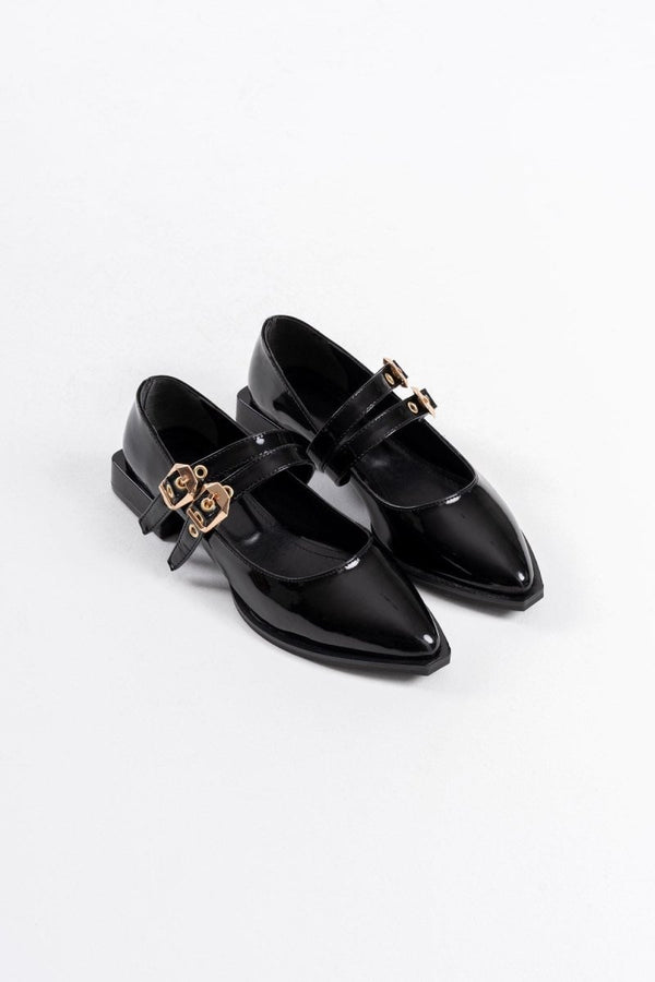 Scarpax Murder Siyah Rugan Kemer Detaylı Kadın Topuklu Ayakkabı