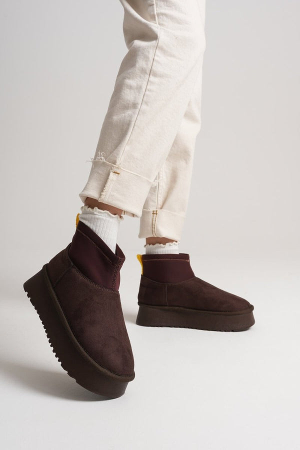 Scarpax Nadia Kadın Acı Kahve Kışlık İçi Kürklü Kalın Taban Bot