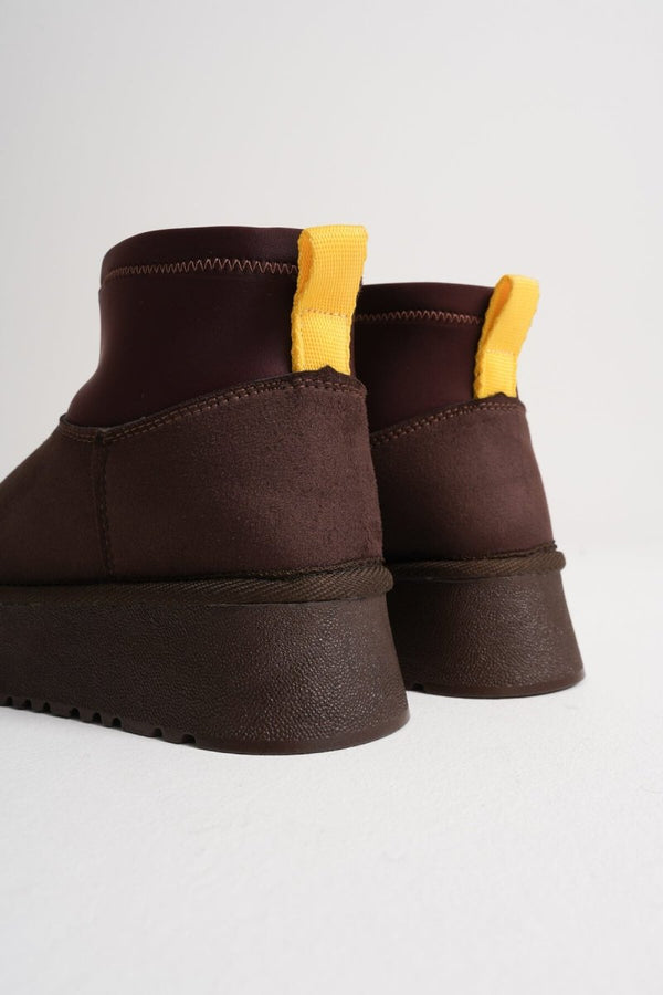 Scarpax Nadia Kadın Acı Kahve Kışlık İçi Kürklü Kalın Taban Bot