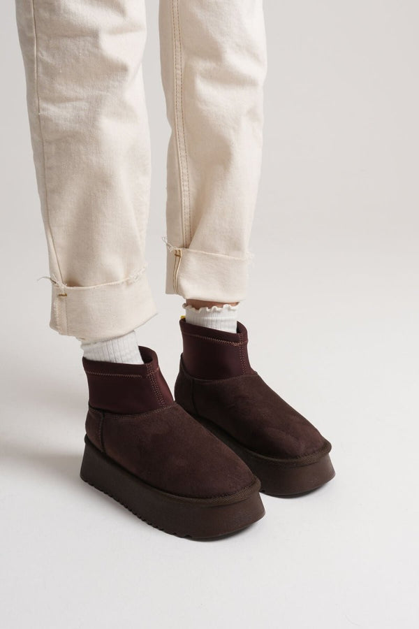 Scarpax Nadia Kadın Acı Kahve Kışlık İçi Kürklü Kalın Taban Bot