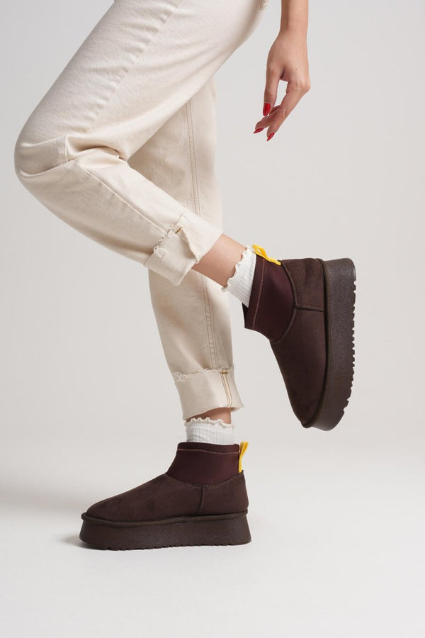 Scarpax Nadia Kadın Acı Kahve Kışlık İçi Kürklü Kalın Taban Bot