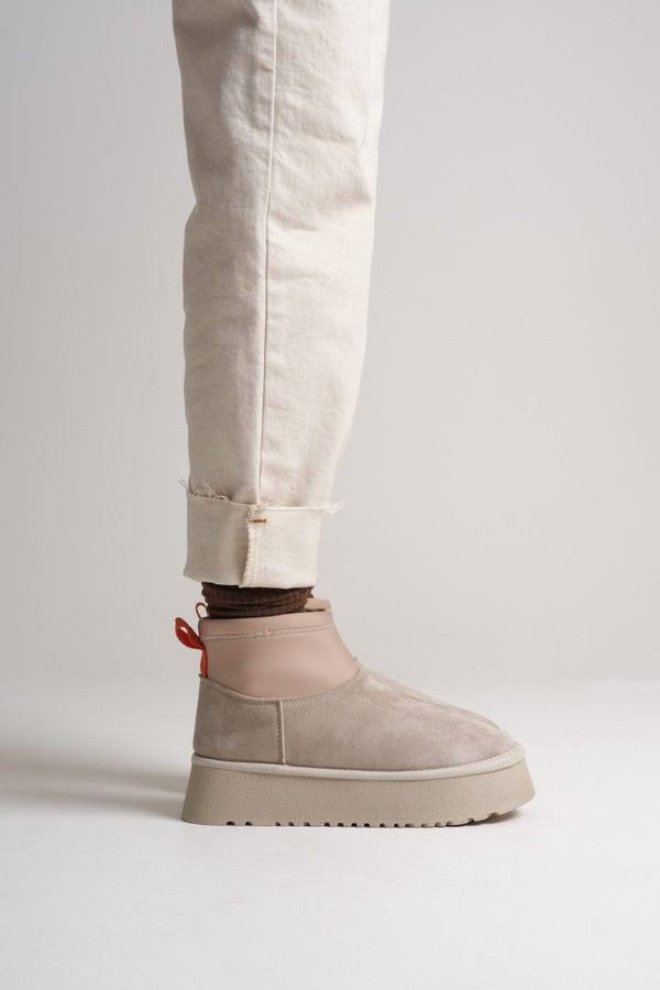 Scarpax Nadia Kadın Bej Kışlık İçi Kürklü Kalın Taban Bot